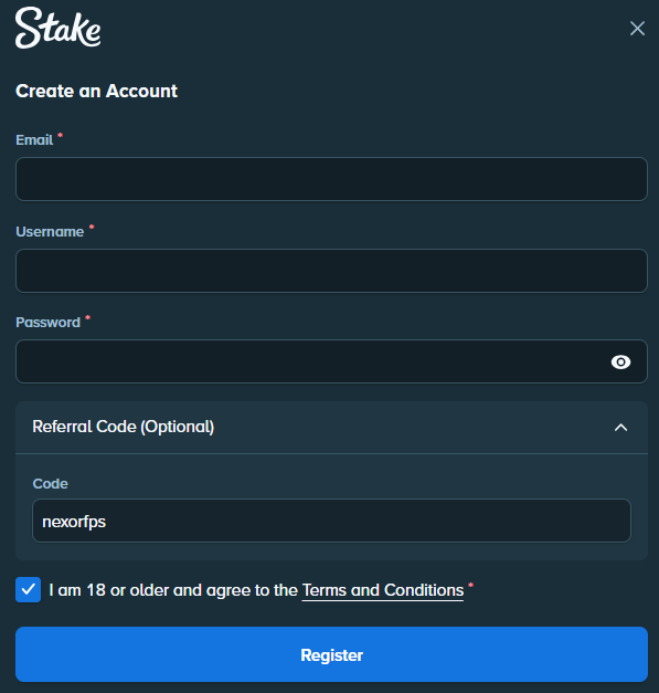 Step 1 Registration Screen